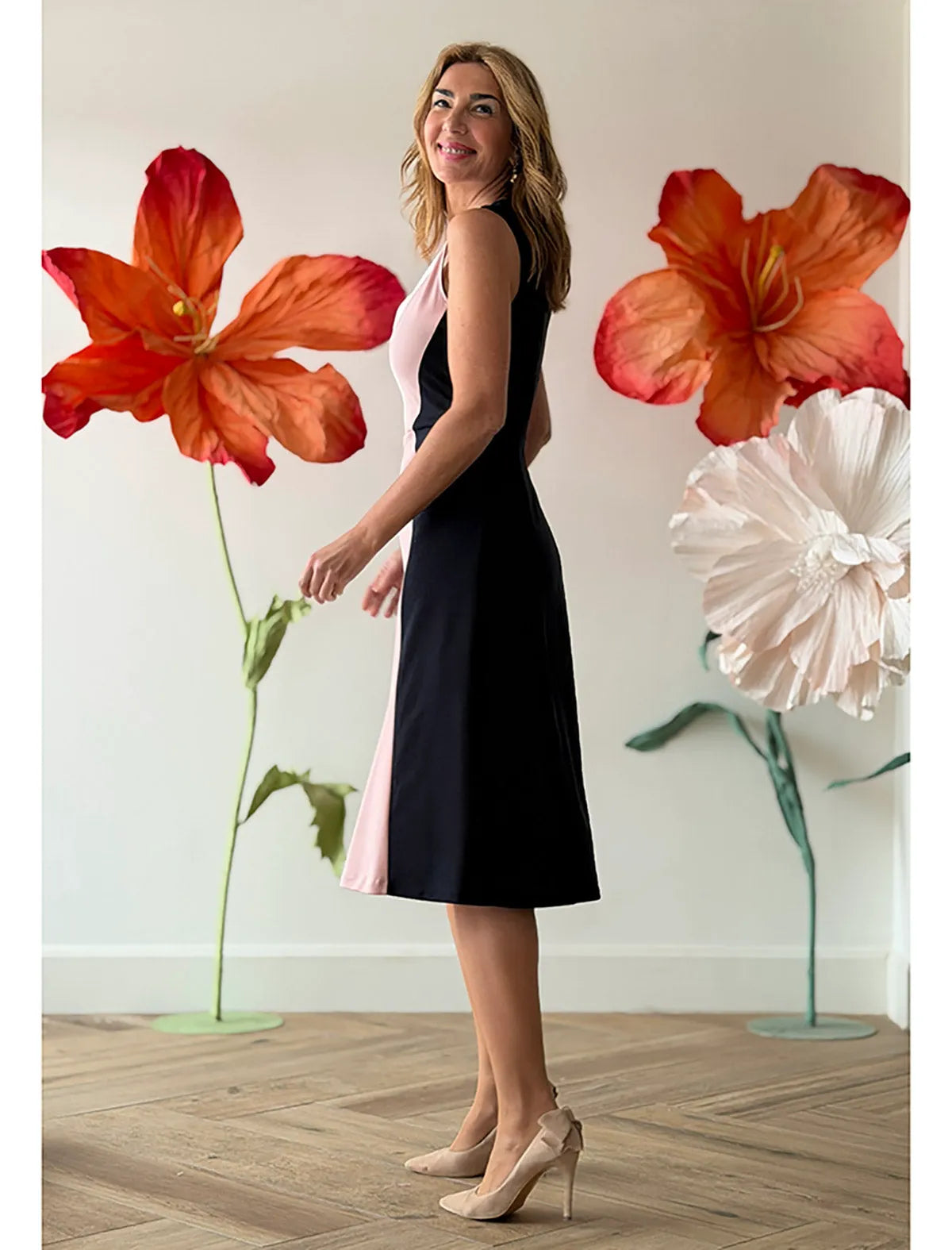 Vestido midi favorecedor Carolina