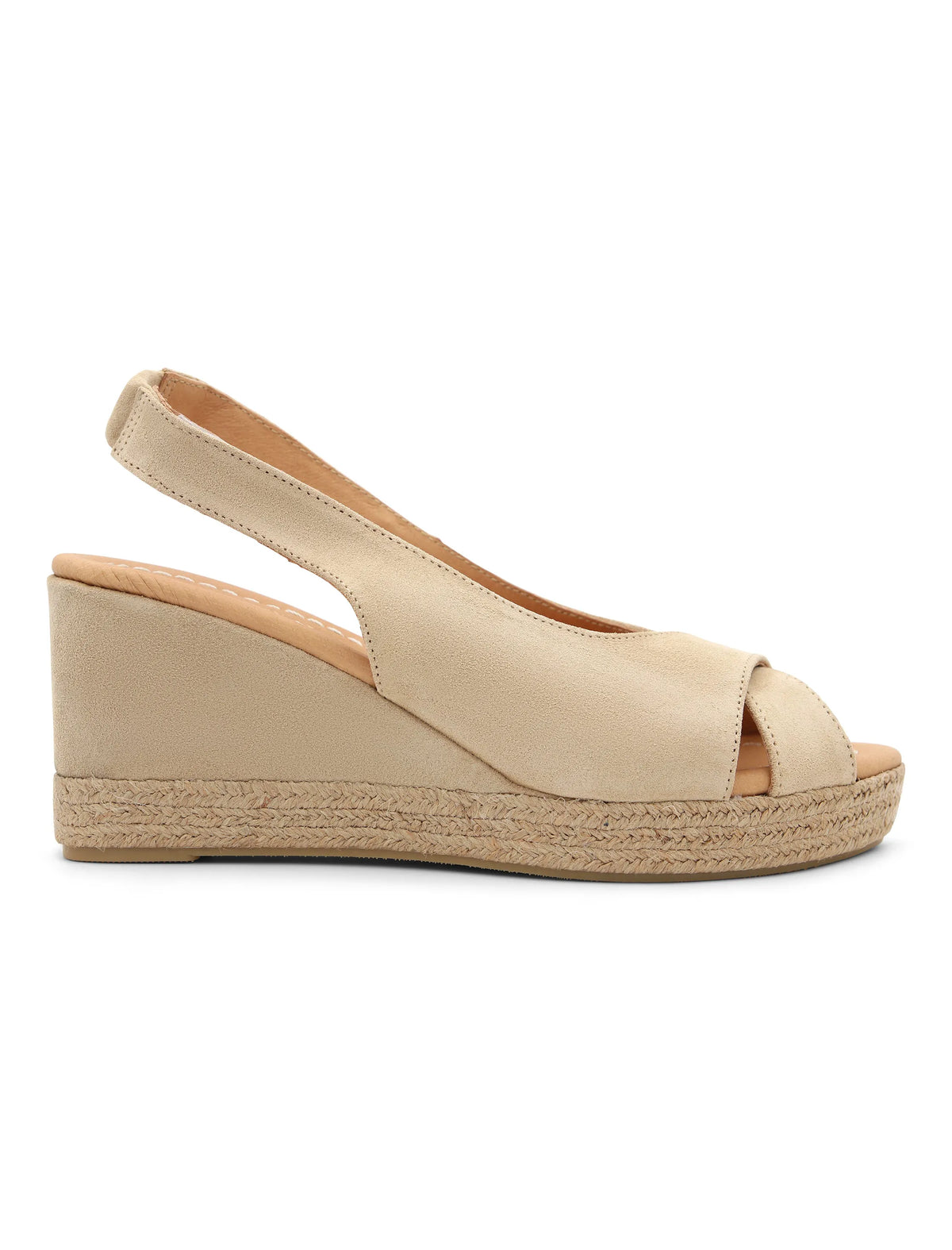 Alpargata de cuña piel puntera cruzada Provenza beige