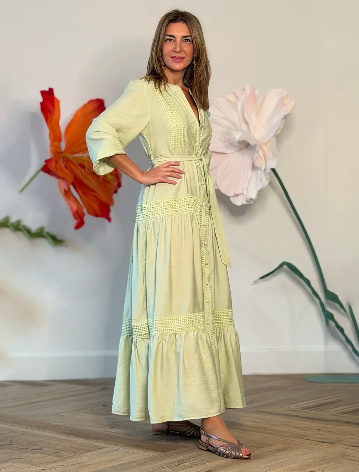 Vestido camisero bonito verde