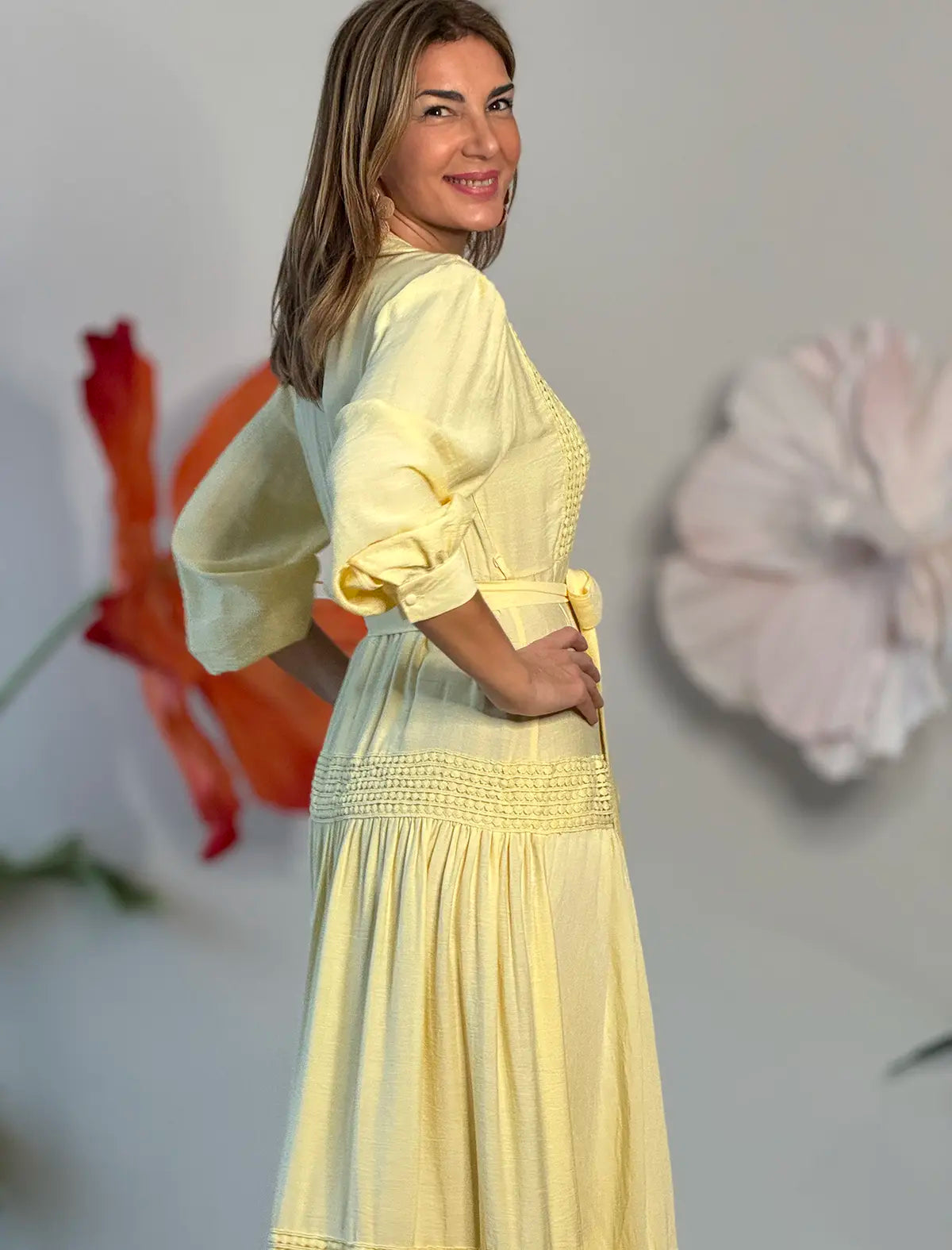 Vestido camisero bonito amarillo