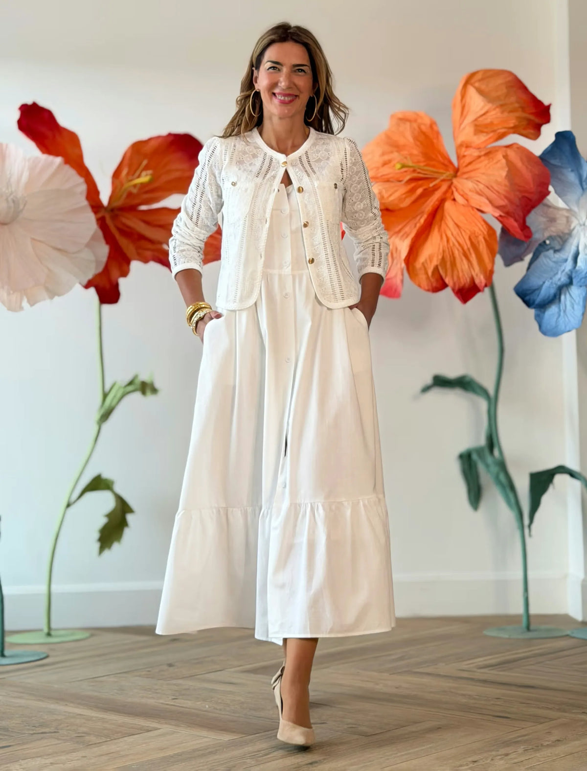 Vestido blanco camisero de tirantes