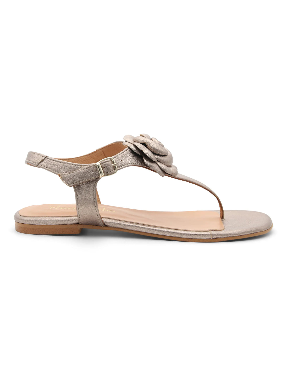 Sandalia con flor ideal oro
