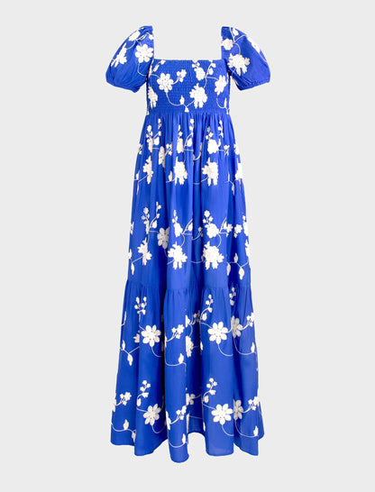 Vestido bordado maravilla azul