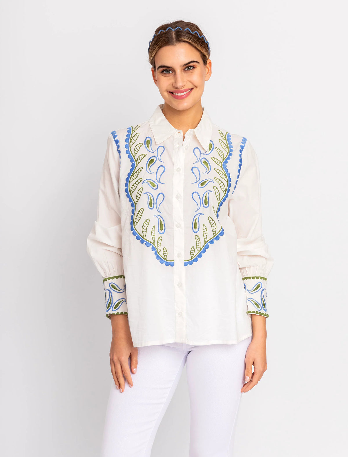 Camisa bordada azul