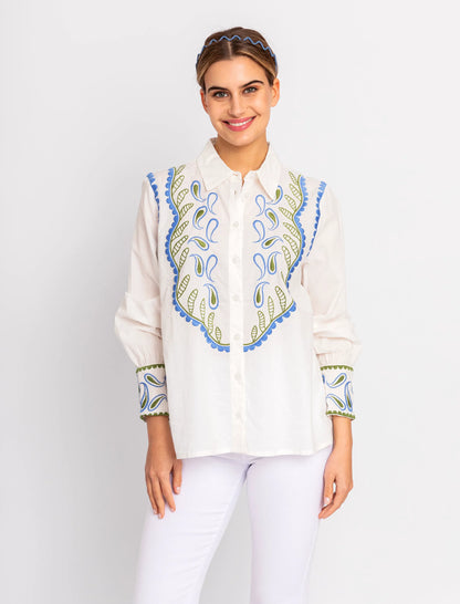 Camisa bordada azul
