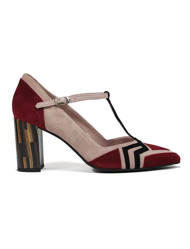 Zapato Salón de Tacón Ancho Maggie Burdeos