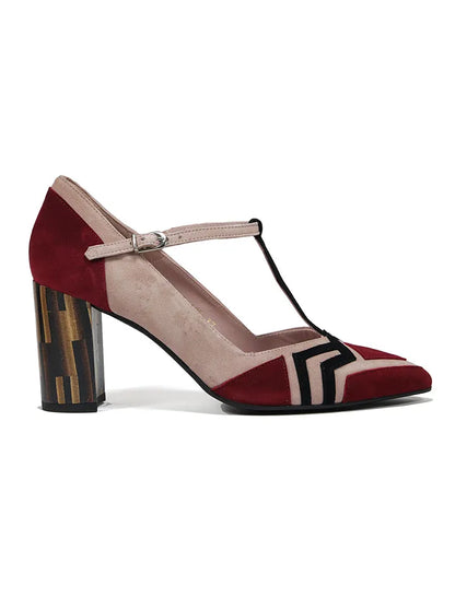 Zapato Salón de Tacón Ancho Maggie Burdeos