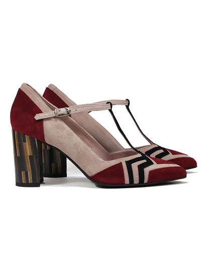 Zapato Salón de Tacón Ancho Maggie Burdeos