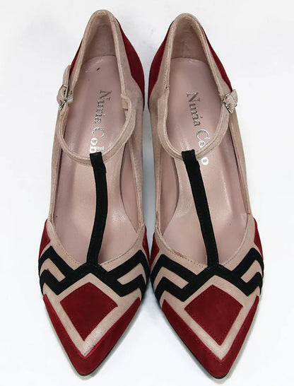 Zapato Salón de Tacón Ancho Maggie Burdeos
