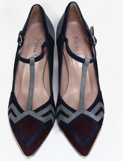 Zapato Salón de Tacón Ancho Maggie Marino