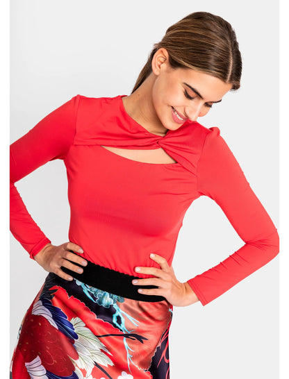 CUERPO ESCOTE ASIMETRICO ROJO/CORAL
