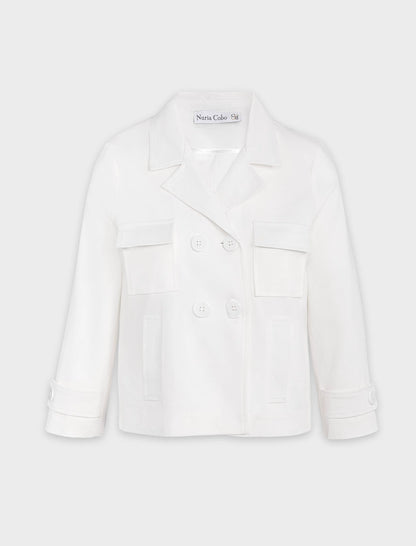Chaqueta blanca cruzada chic bonita