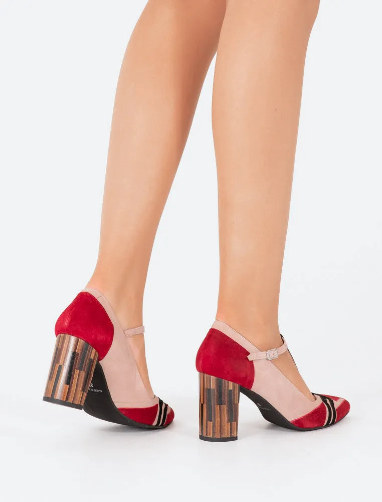 Zapato Salón de Tacón Ancho Maggie Burdeos