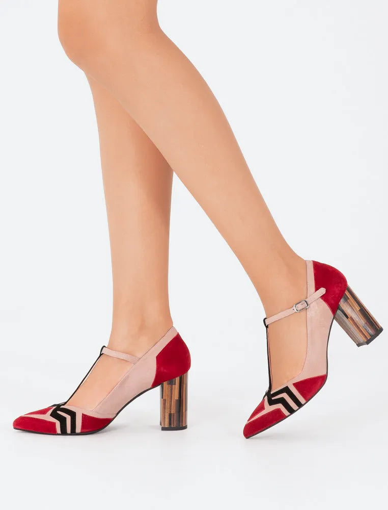 Zapato Salón de Tacón Ancho Maggie Burdeos