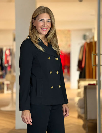 Chaqueta cruzada punto chic negro