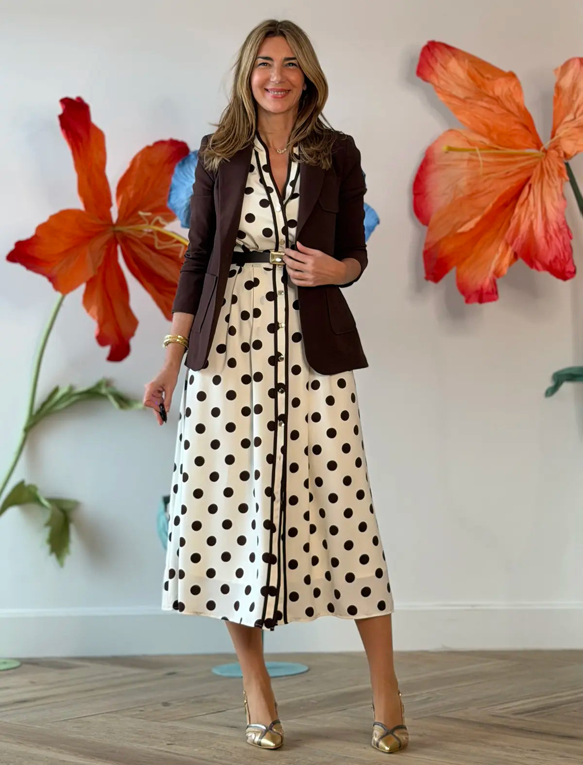 Vestido de lunares marrones Julia