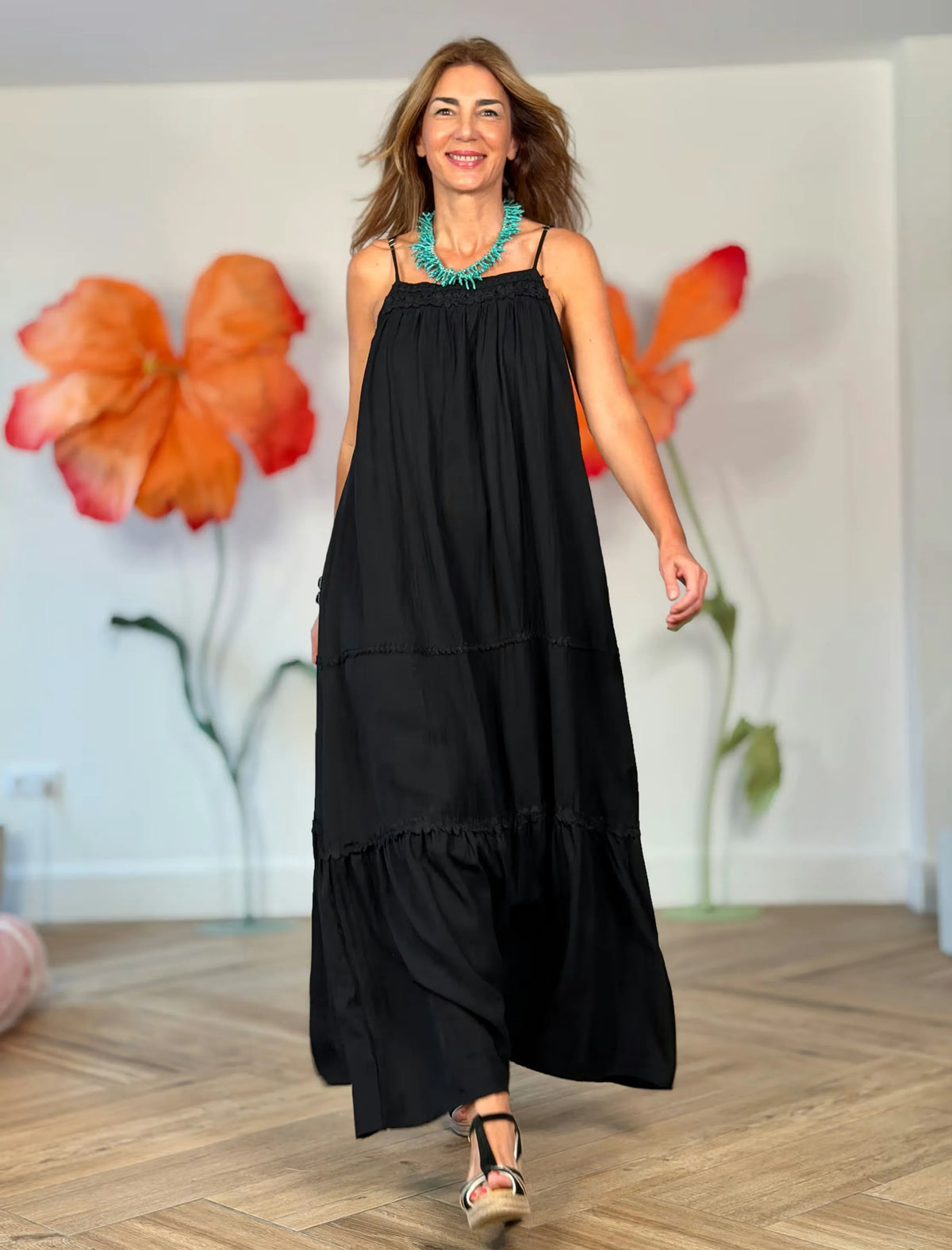 Vestido largo boho negro chic