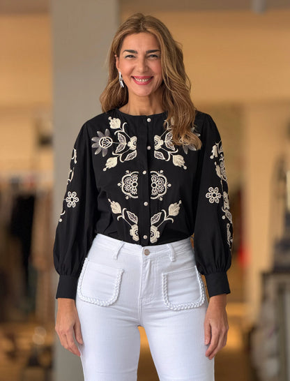 Pantalón vaquero bolsillos trenzados Blanco