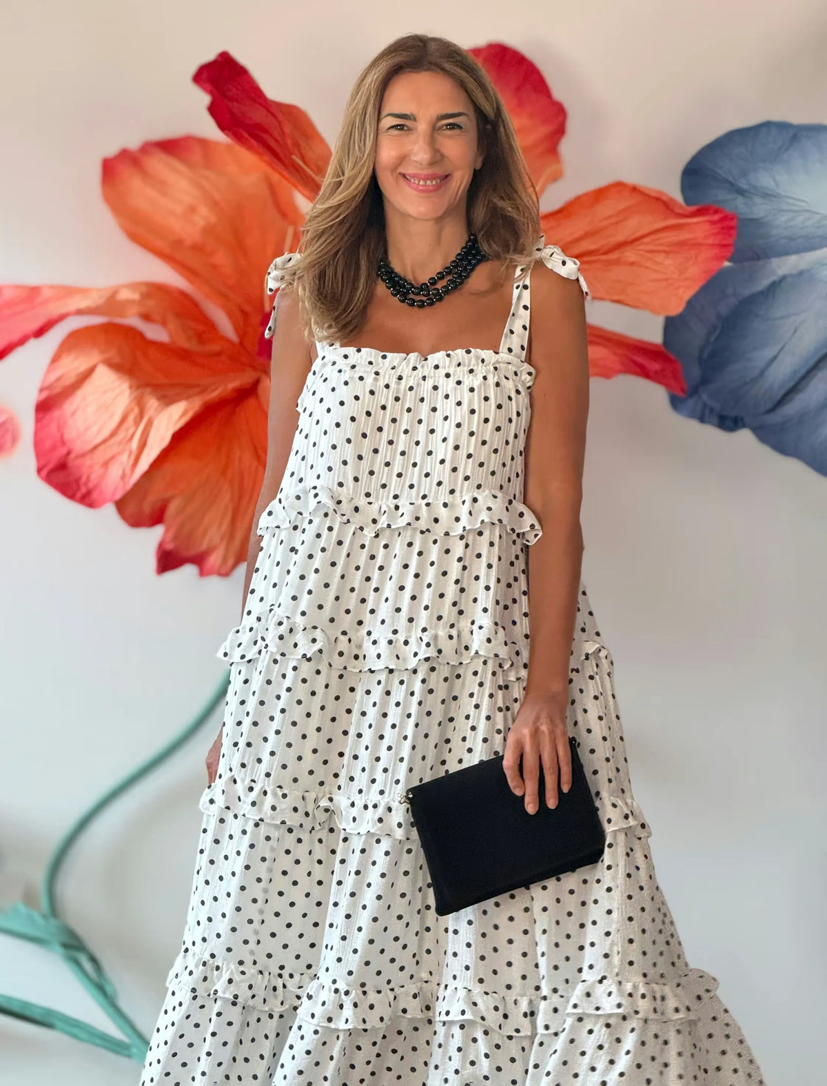 Vestido de lunares largo chic