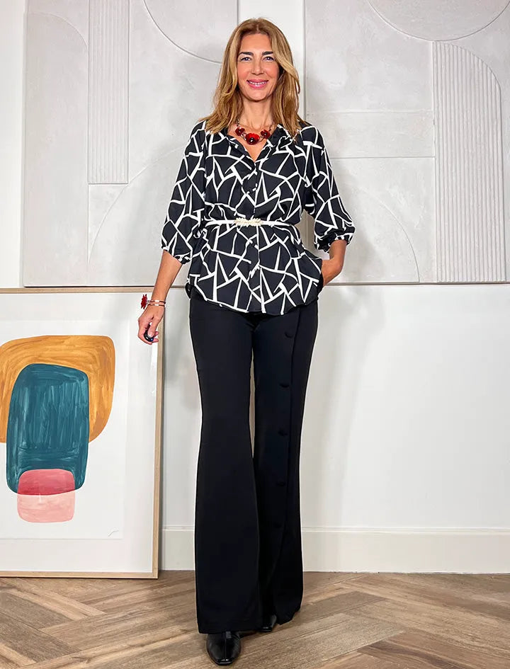 Camisa reversible Ines blanca y negra