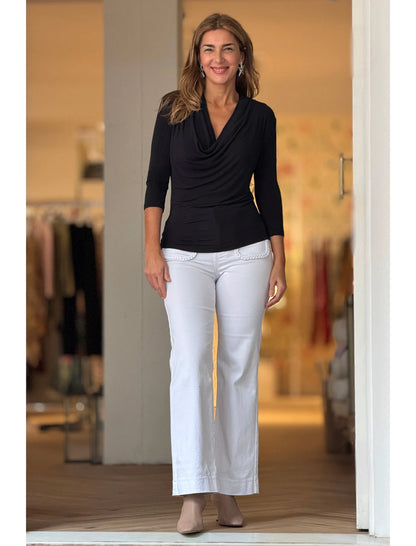 Pantalón vaquero bolsillos trenzados Blanco