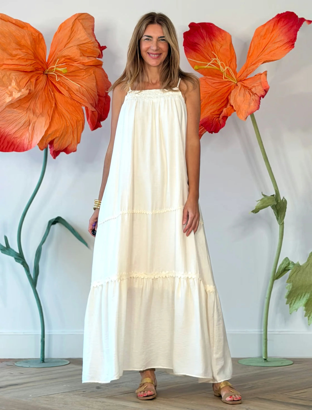 Vestido largo boho beige chic
