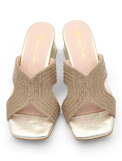 SANDALIA STRASS CHIC ORO