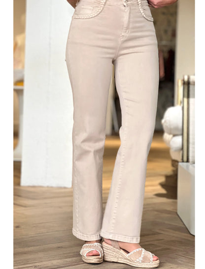 Pantalón vaquero bolsillos chic arena