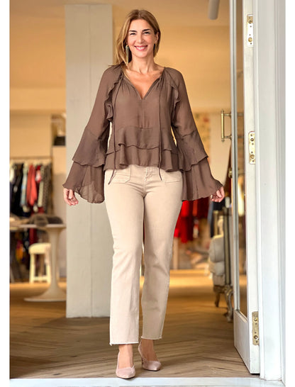 Camisa boho marrón chocolate chic