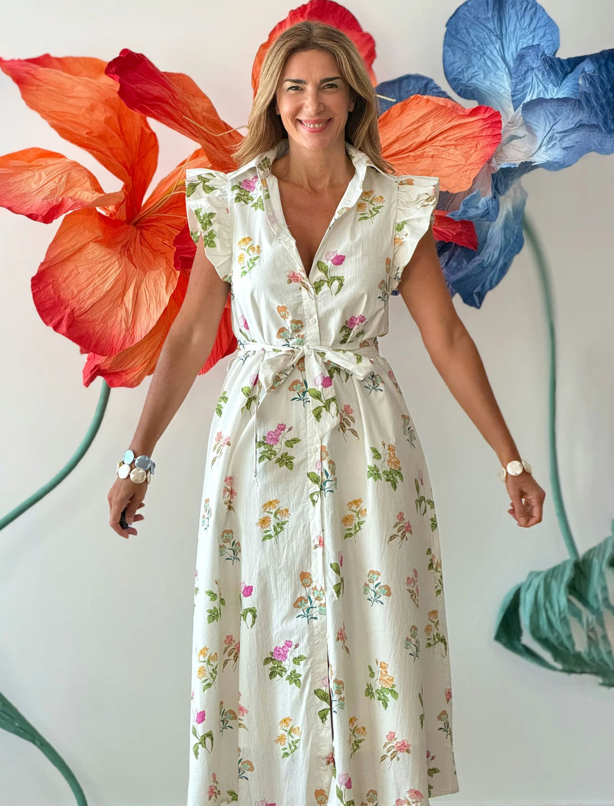 Vestido camisero muy floreal