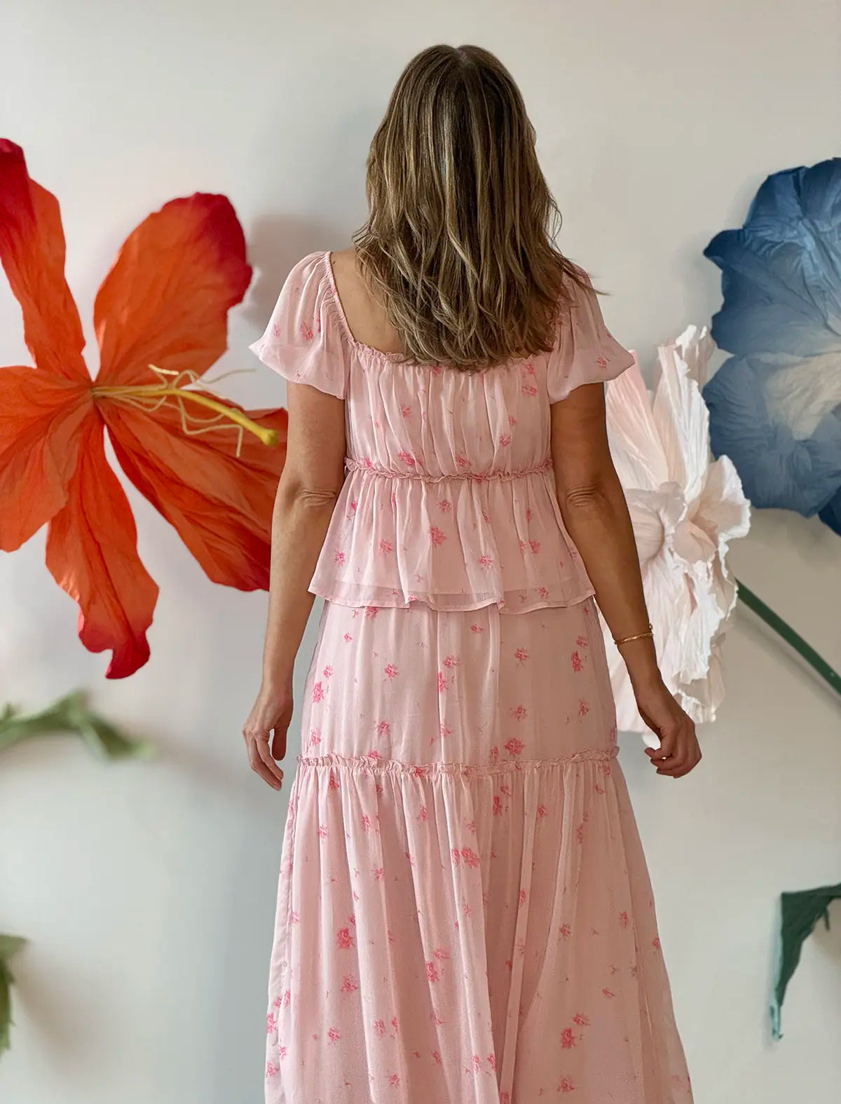 Falda larga boho romantic rosa