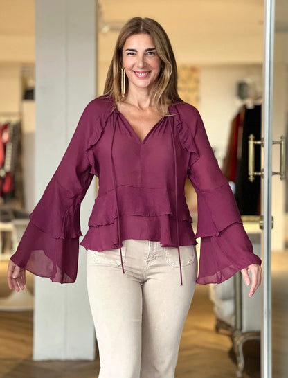 Camisa boho burdeos chic
