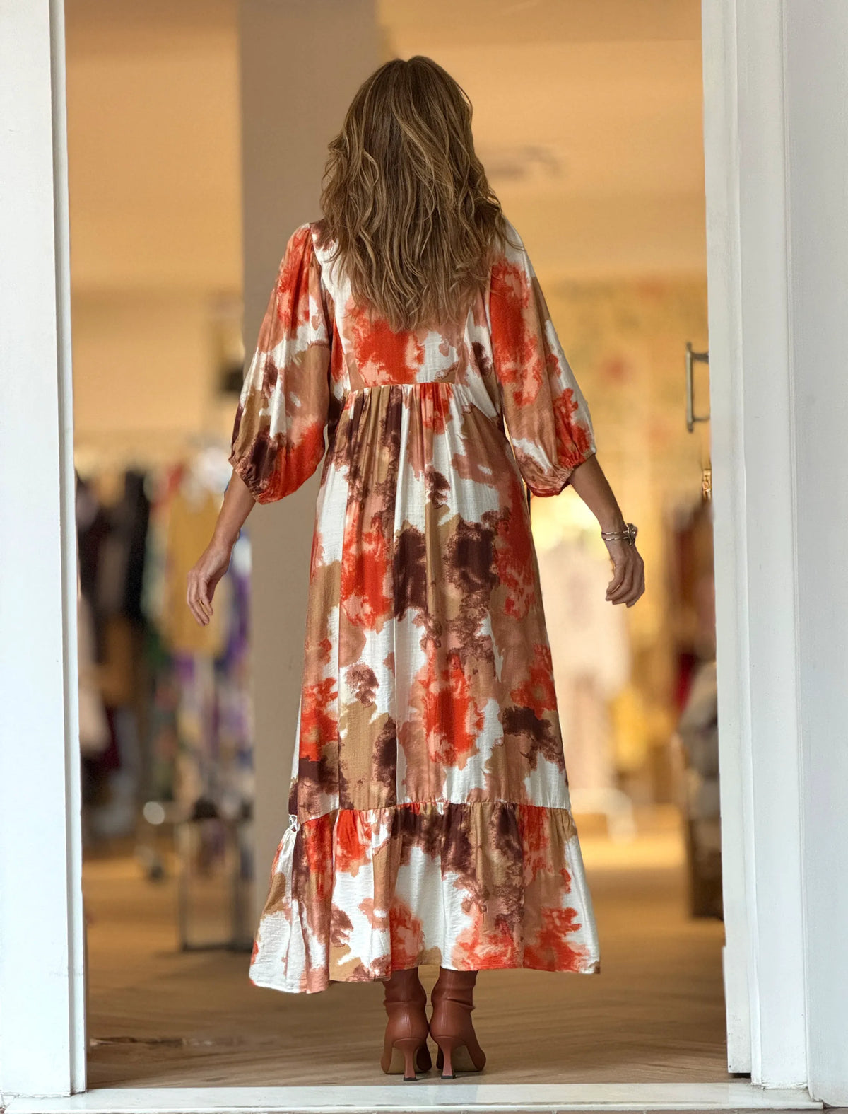 Vestido boho fluido naranja terracota ideal