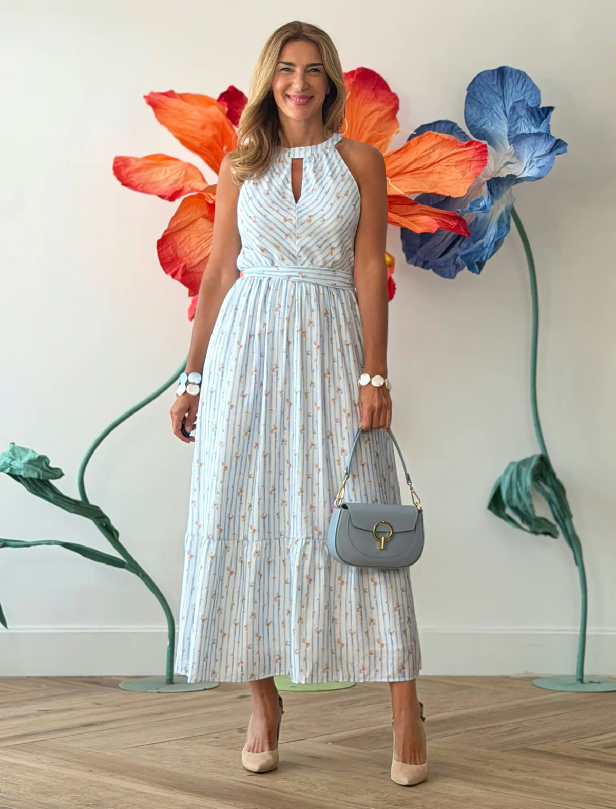 Vestido rayas midi chic