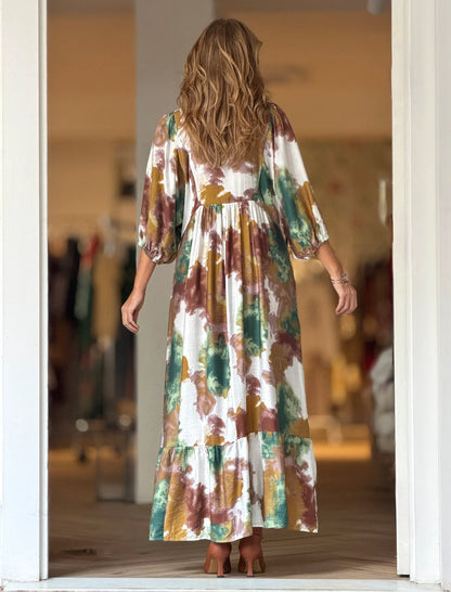Vestido Ideal boho fluido arena