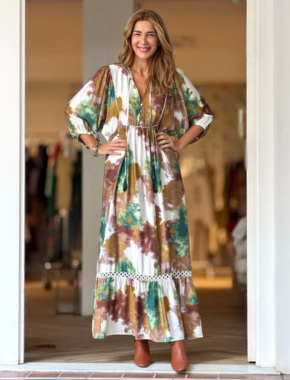 Vestido Ideal boho fluido arena