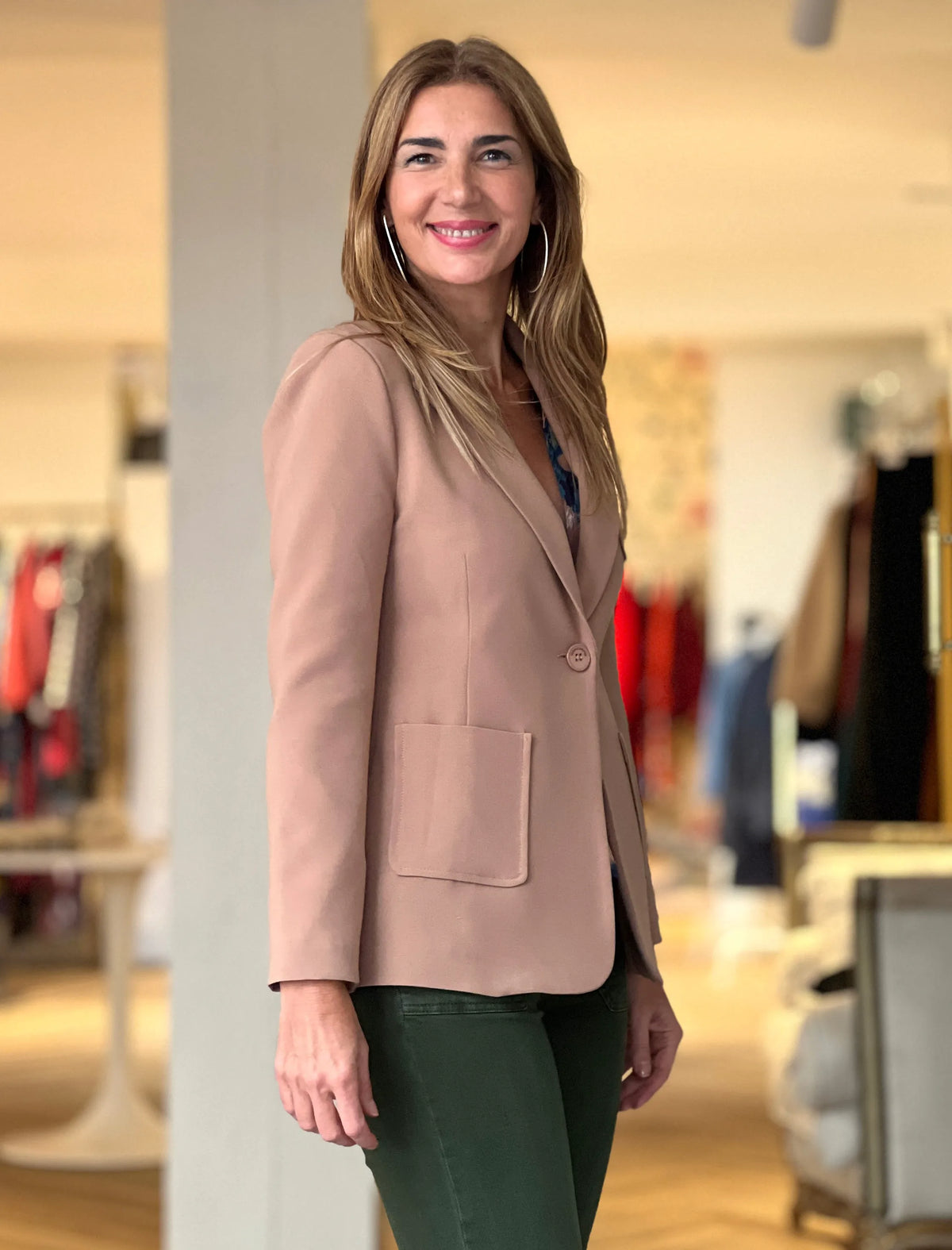 Chaqueta blazer chic camel