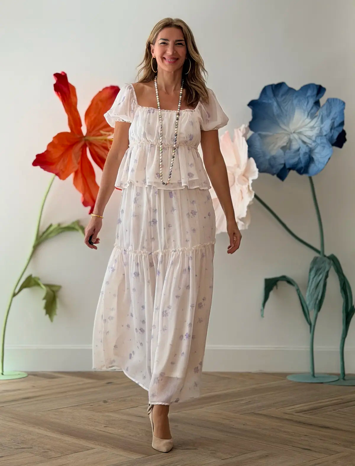 Blusa romántica gasa lila