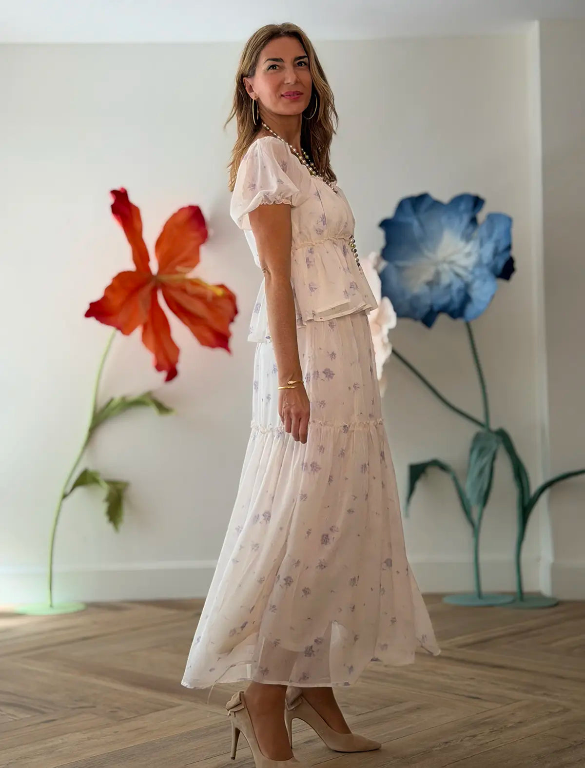 Blusa romántica gasa lila