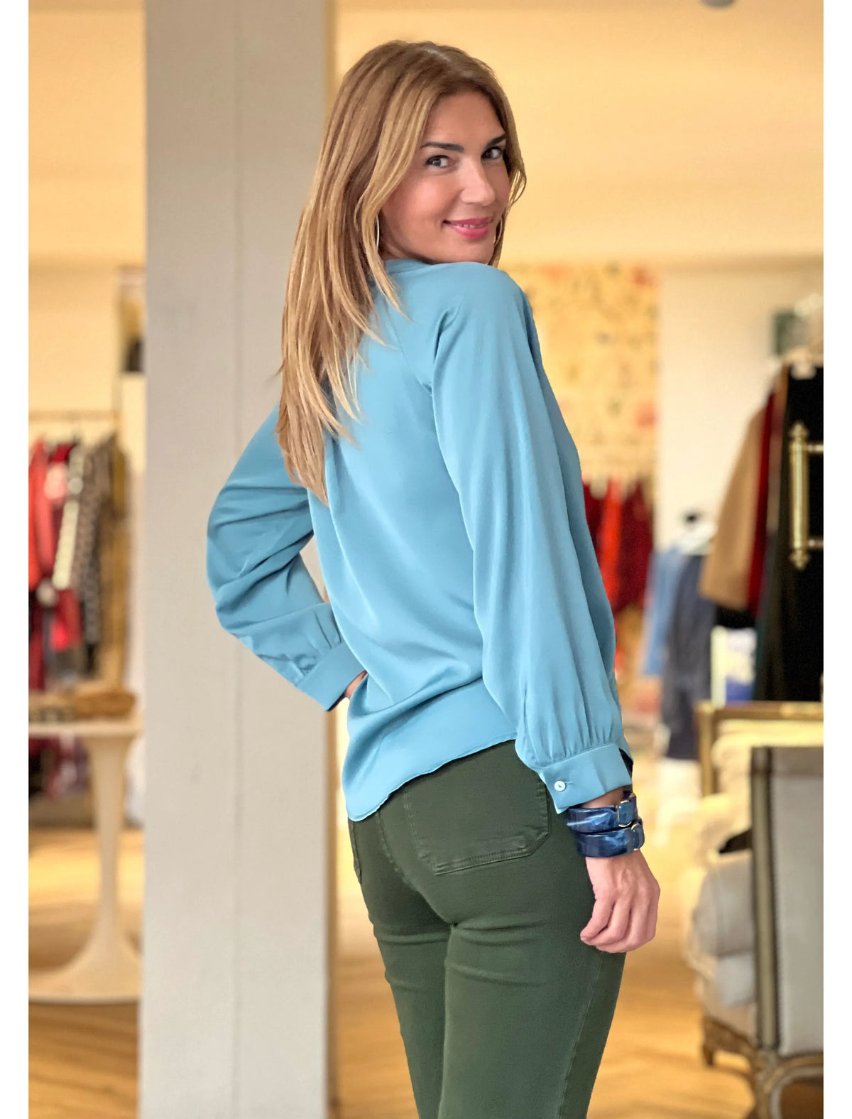 Camisa fluida Nuria agua