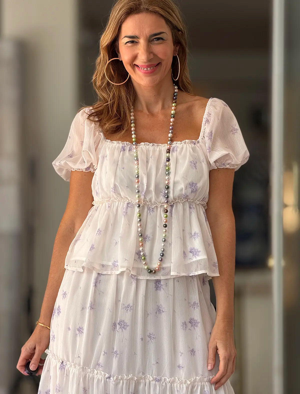 Camisa y falda larga boho lila