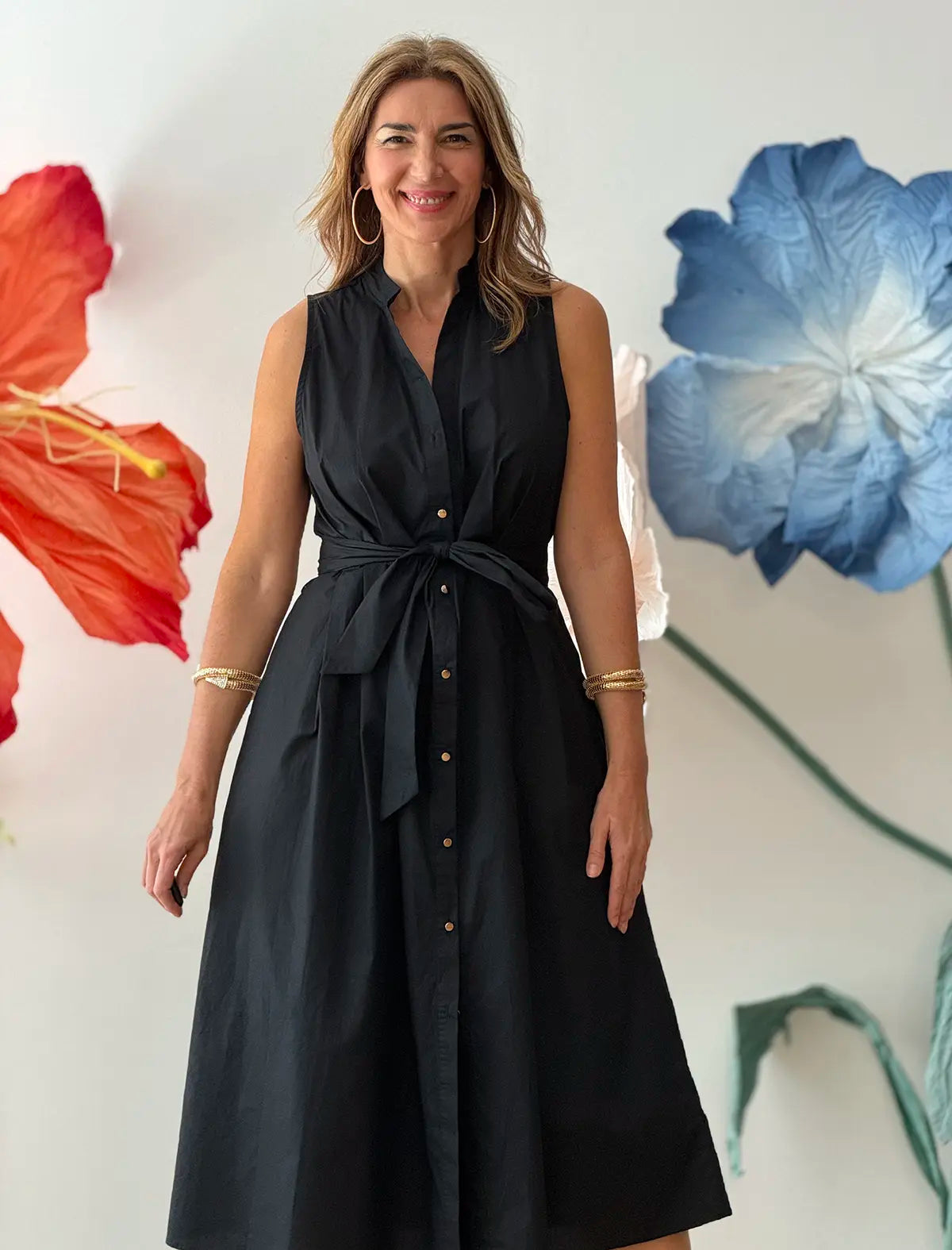 Vestido camisero negro Carolina