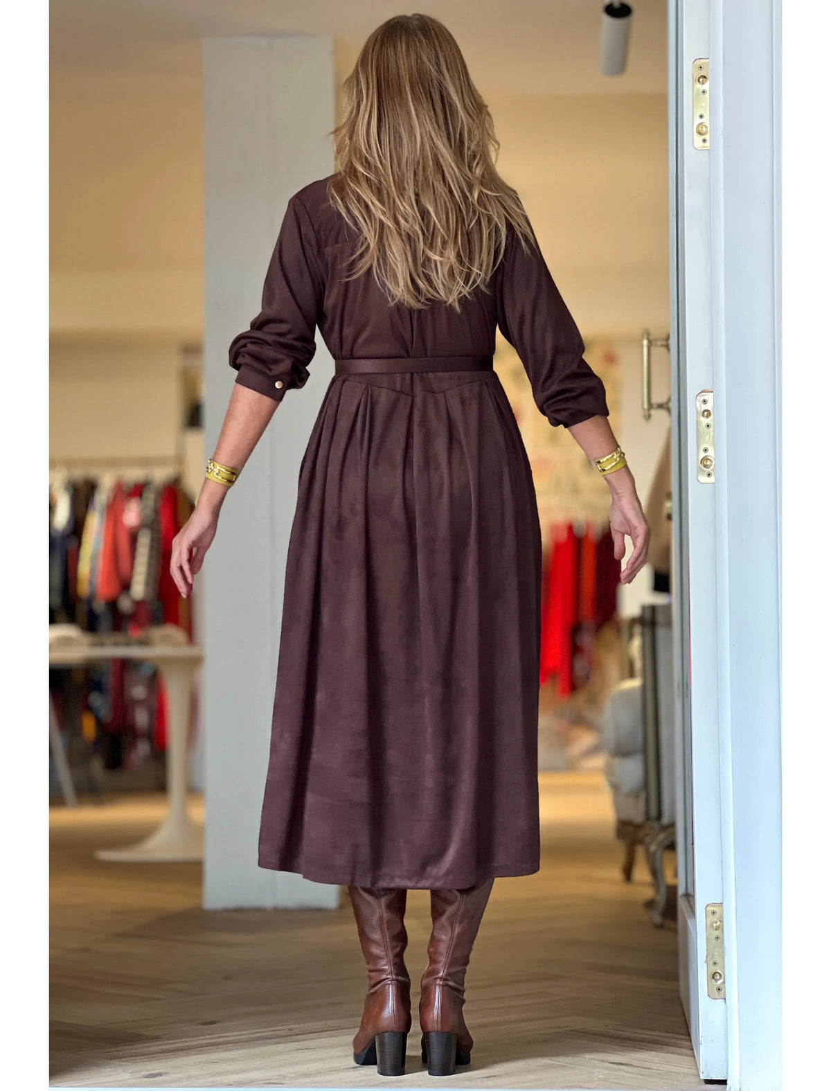Vestido camisero marrón chocolate