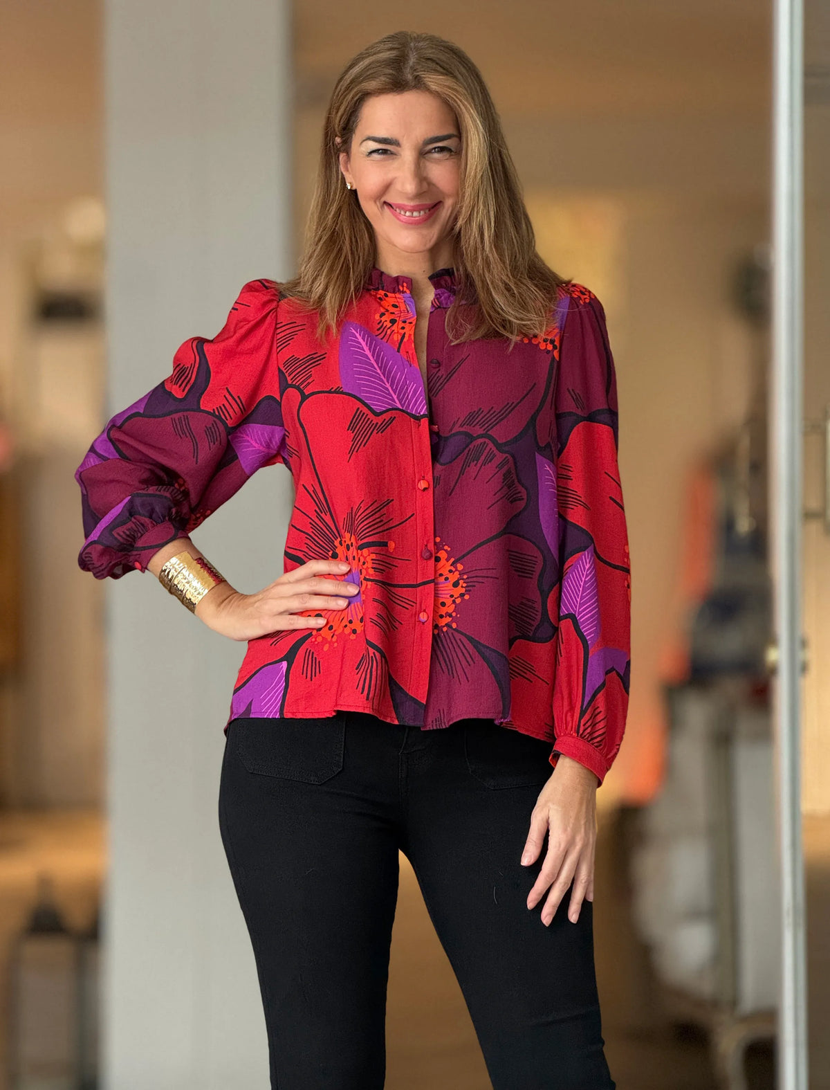 Camisa estampada fluida