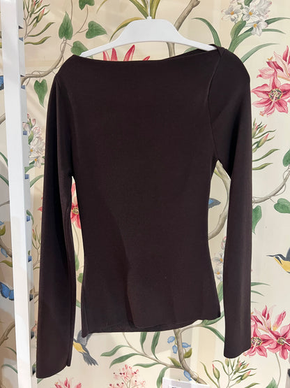 Jersey marrón pliegues chic