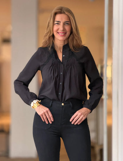 Camisa negra bordada Elora