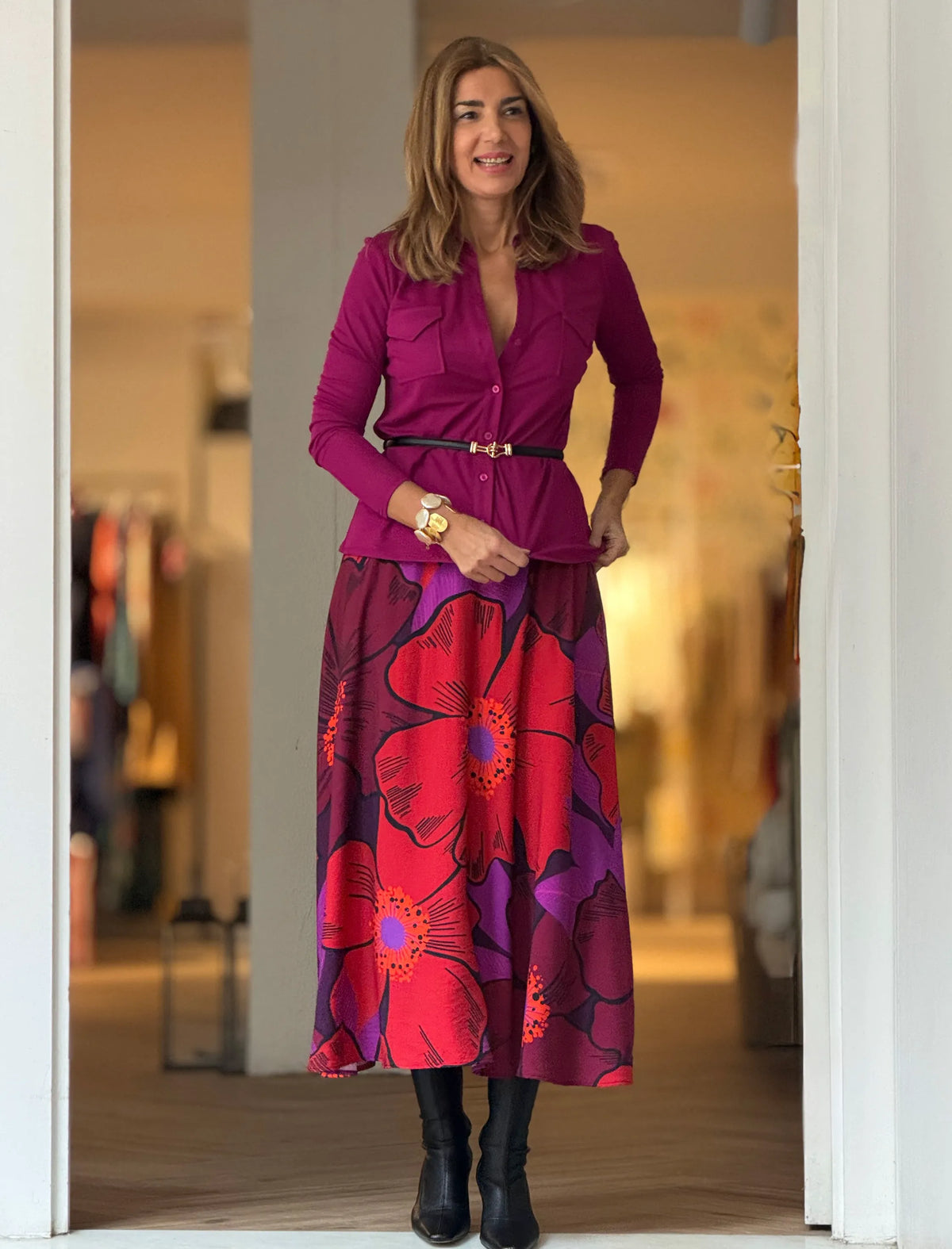 Falda estampada fluida
