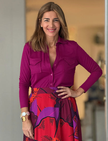 Camisa buganvilla de mujer polo de bolsillos