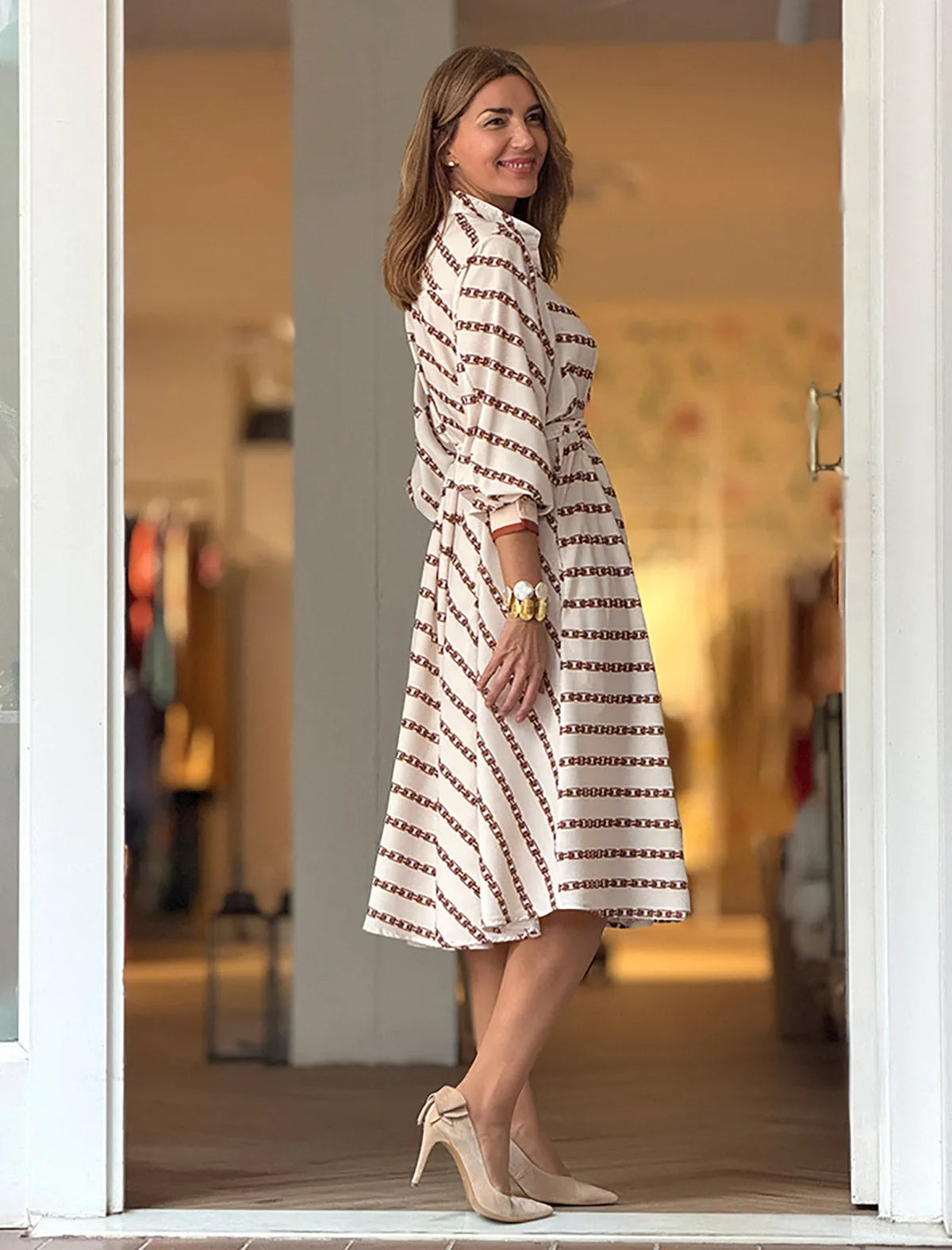 Vestido camisero elegante estampado