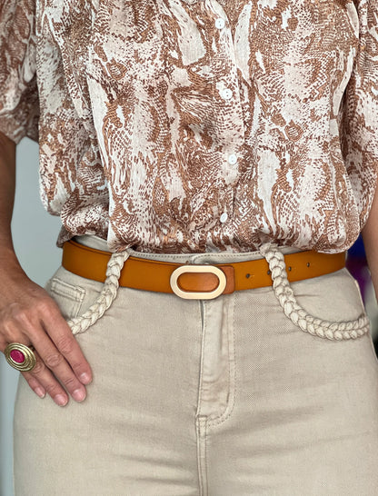 Pantalón vaquero bolsillos chic arena